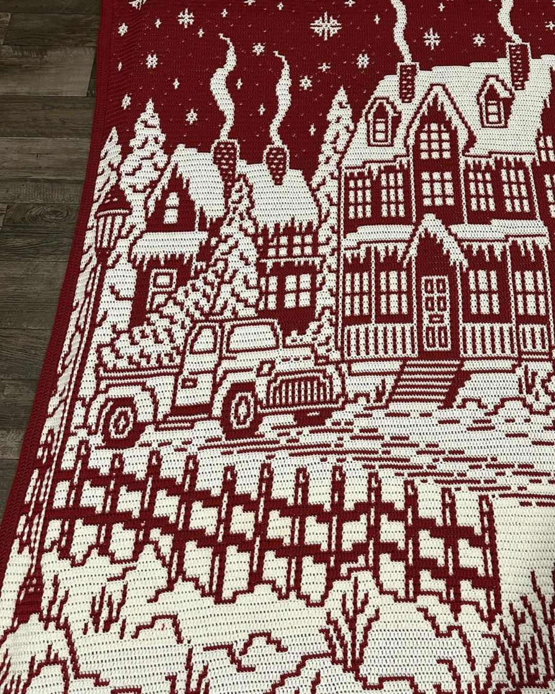 Starlit Christmas Village Mosaic Crochet Pattern