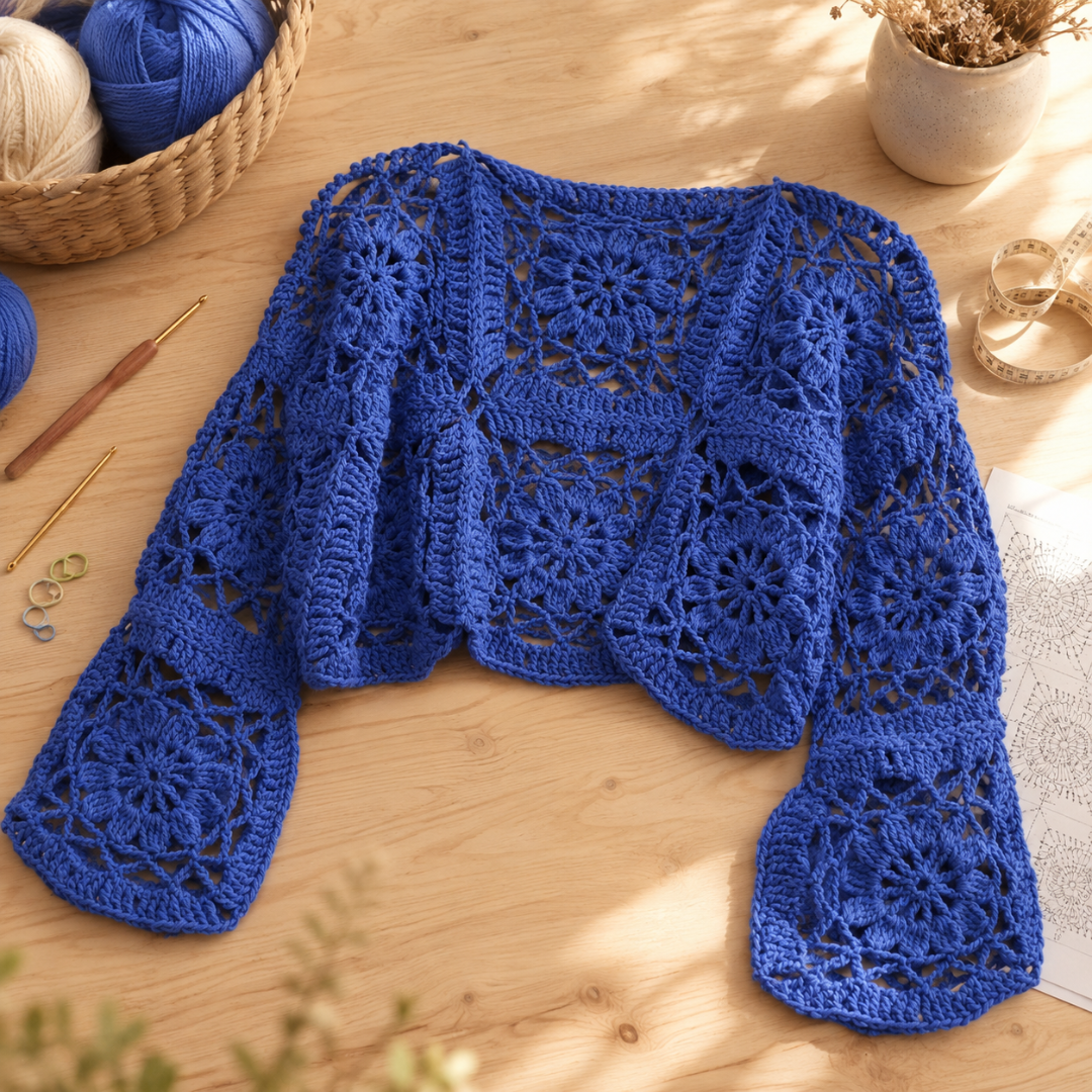 Cornflower Bloom Sweater Crochet Pattern