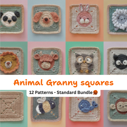 Animal Granny Square Pattern Bundle + Videos