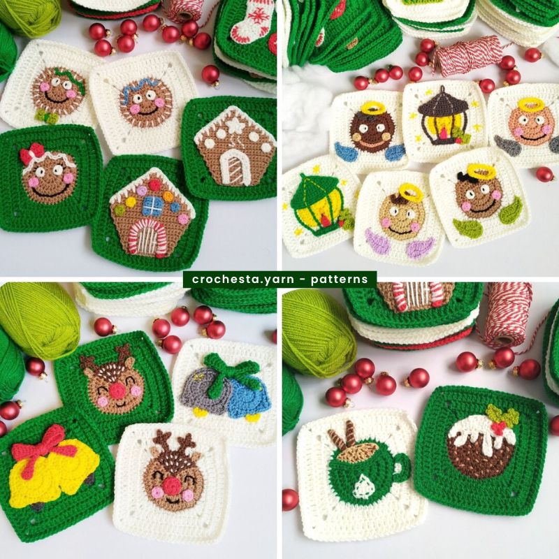 Christmas Granny Squares Crochet Pattern Bundle