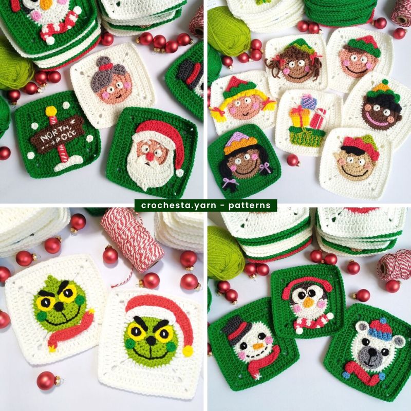 Christmas Granny Squares Crochet Pattern Bundle