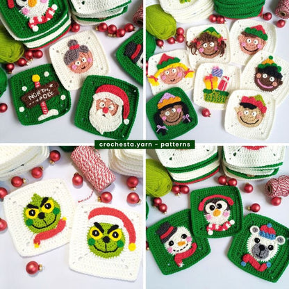 Christmas Granny Squares Crochet Pattern Bundle