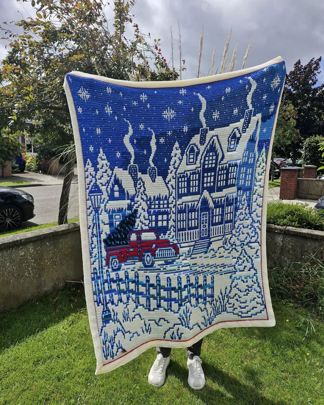Starlit Christmas Village Mosaic Crochet Pattern