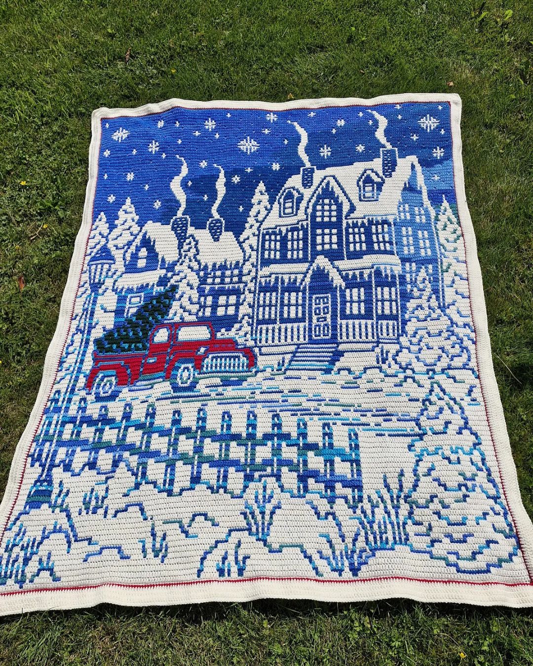 Starlit Christmas Village Mosaic Crochet Pattern
