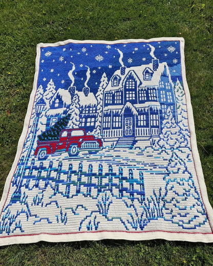 Starlit Christmas Village Mosaic Crochet Pattern