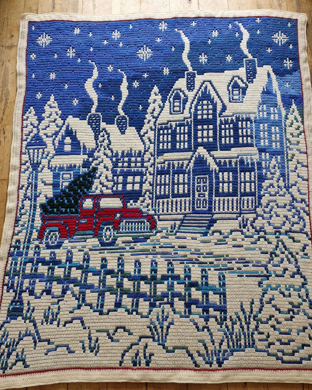 Starlit Christmas Village Mosaic Crochet Pattern