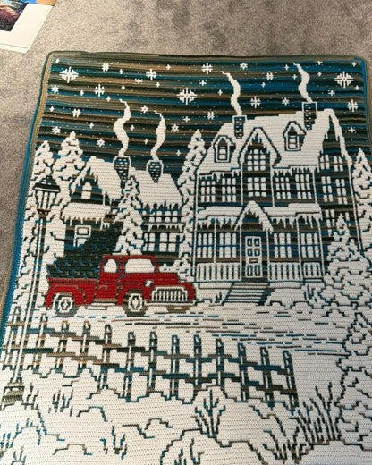 Starlit Christmas Village Mosaic Crochet Pattern
