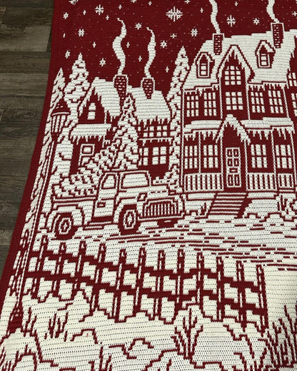 Starlit Christmas Village Mosaic Crochet Pattern