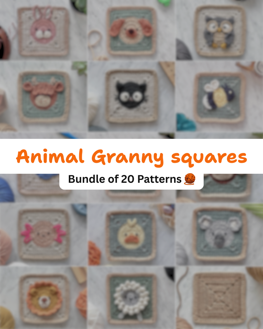 Animal granny square pattern bundle preview