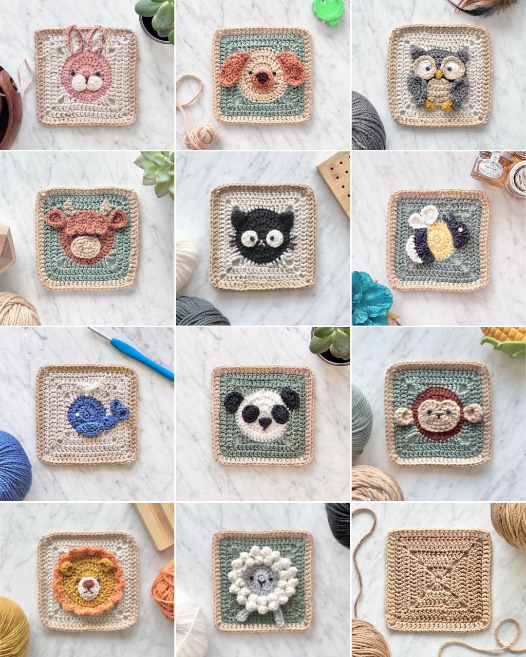 Animal Granny Square Pattern Bundle
