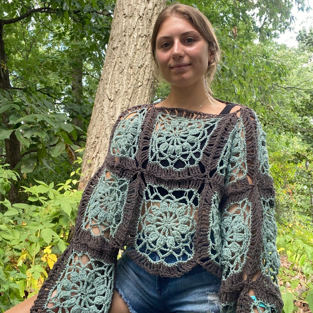 Cornflower Bloom Sweater Crochet Pattern